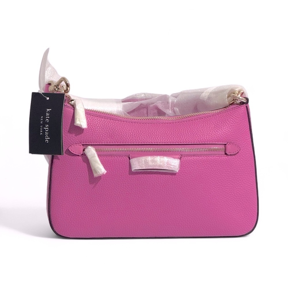 NWT Kate Spade Hudson Pebbled Leather Satchel Pink Echinacea Flower MSRP $248 - Picture 5 of 11